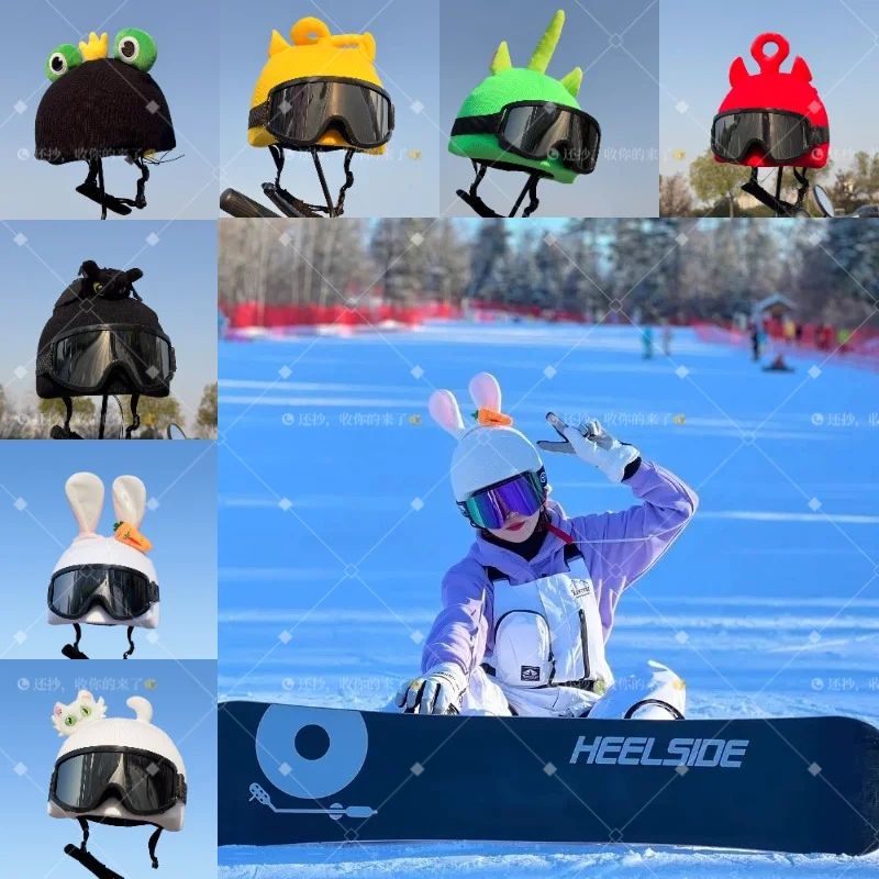 Couvre-casque de ski chaud pour femmes et hommes, joli bonnet tricoté pour casque de snowboard, accessoires de casque de sport d'extérieur lavables