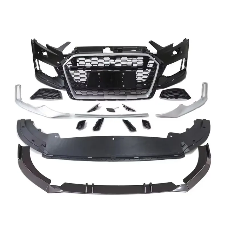 Kit de pare-chocs avant pour Audi A3 S3, style RS3, kit de carrosserie avec calandre et lèvre avant pour Audi A3 S3 8V.5 2017 2018 2019, conversion d