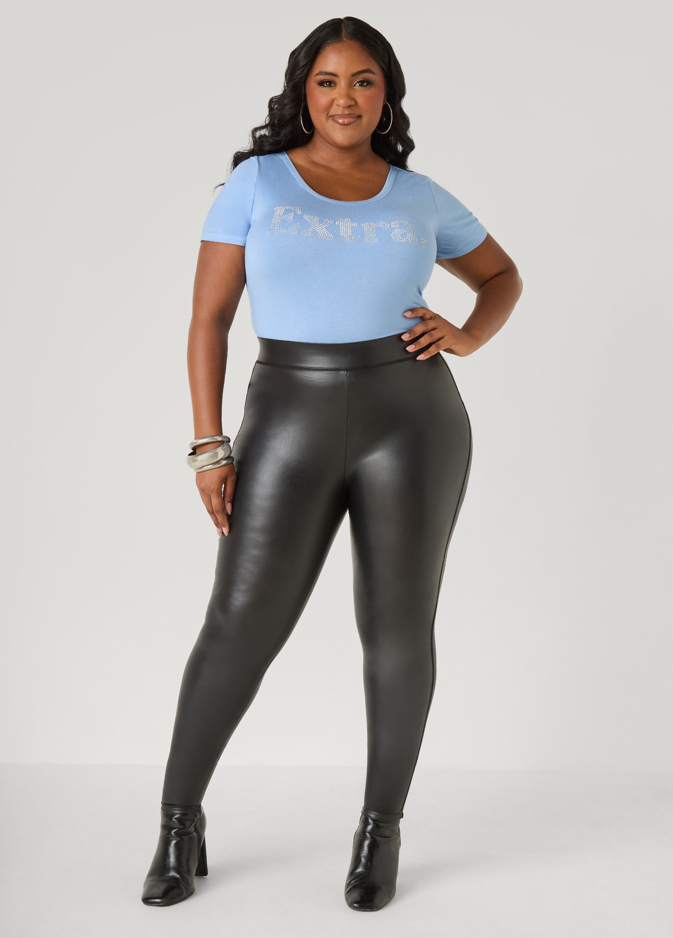 Plus Size Faux Leather Tall Leggings
