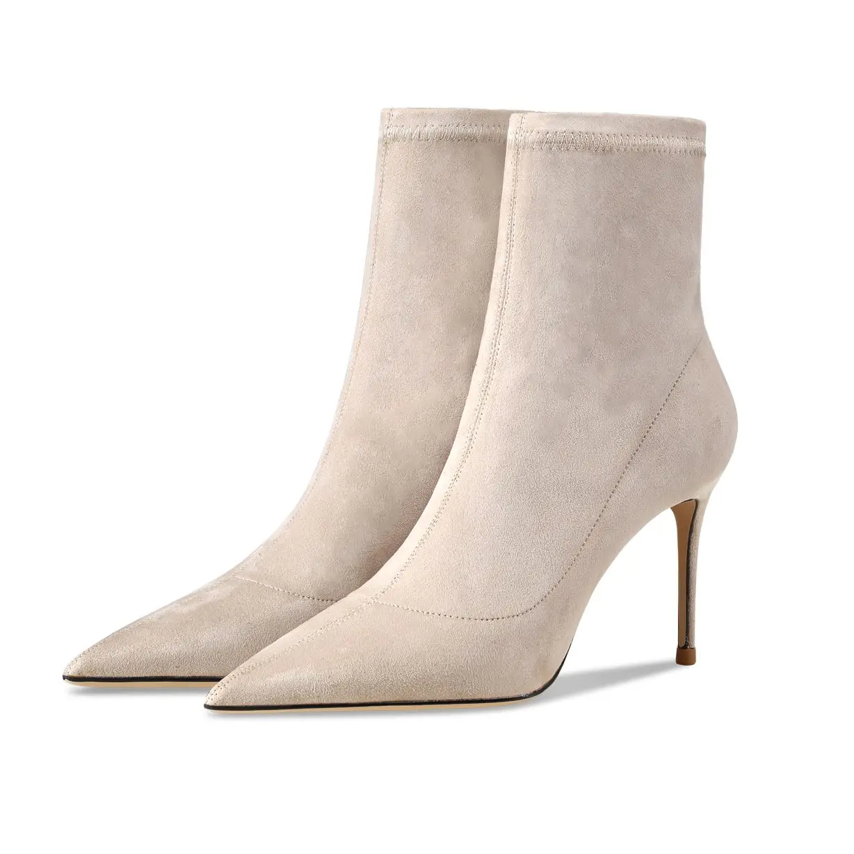 Damen Hohe Stiefel 2026 Neue Herbst Warme Elastische Sock-Stiefel Spitze Zehe Hoher Absatz Schwarzes Wildleder Winter Knöchelstiefel Sexy Stiletto-Stiefel