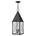 Hinkley York 3 - Light Outdoor Hanging Lantern Glass/Aluminium/Metal in Black/Gray | 24.5 H x 9.5 W x 9.5 D in | Wayfair 1842BK