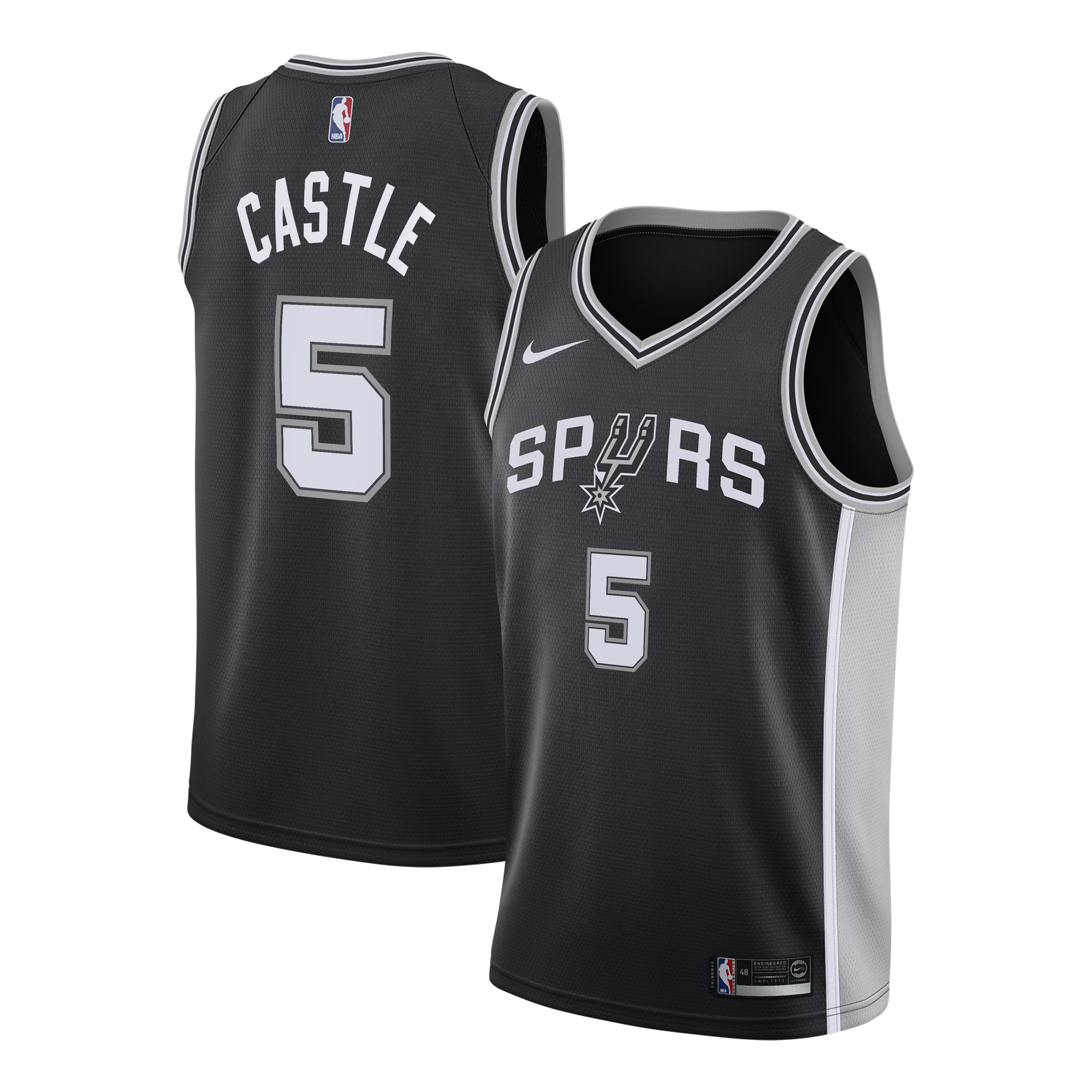San Antonio Spurs Nike Icon Edition Swingman-Trikot – Schwarz – Stephon Castle – Jugend - NBA Store DE