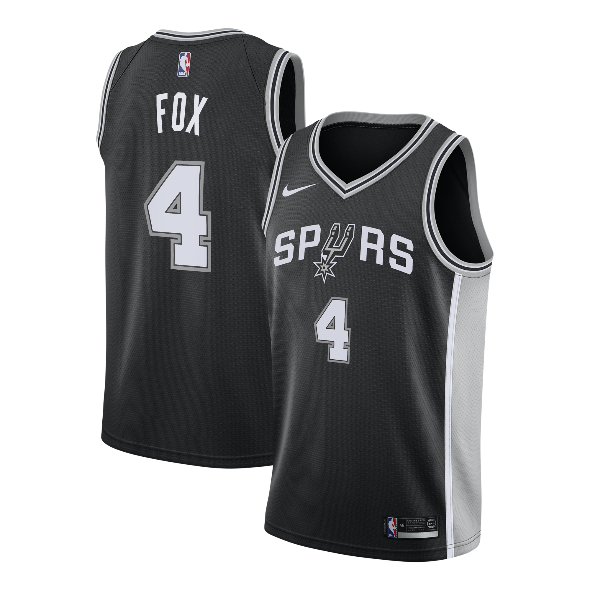 Maillot Swingman Nike Icon Edition des San Antonio Spurs - Noir - De'Aaron Fox - Jeune - unisexe Taille: L (14/16)