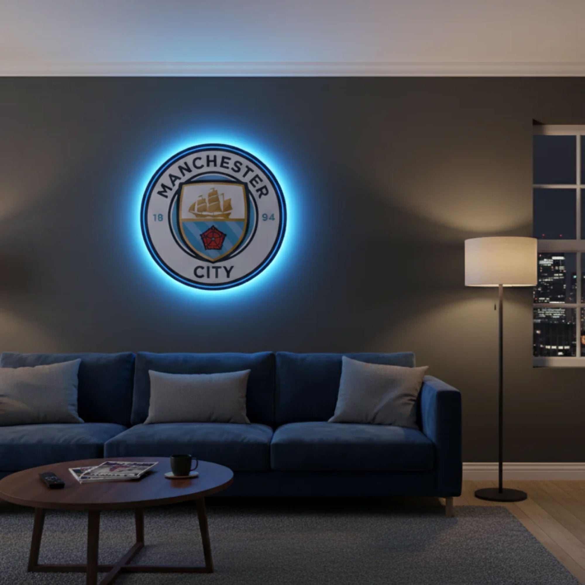 Manchester City Wappen LED-hinterleuchtetes WallLite