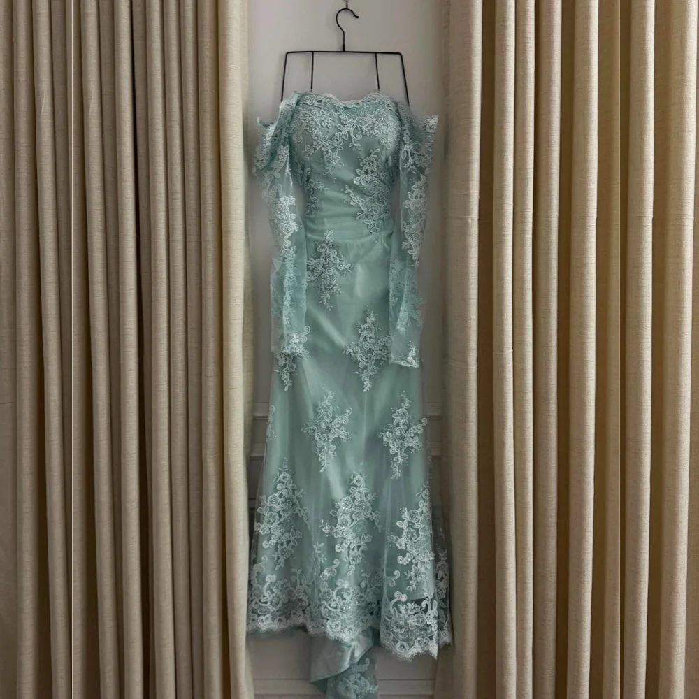 Customized Elegant Lace Off-the-shoulder Party Wedding Guest Dress Trumpet Long Dresses Formal Evening Dress