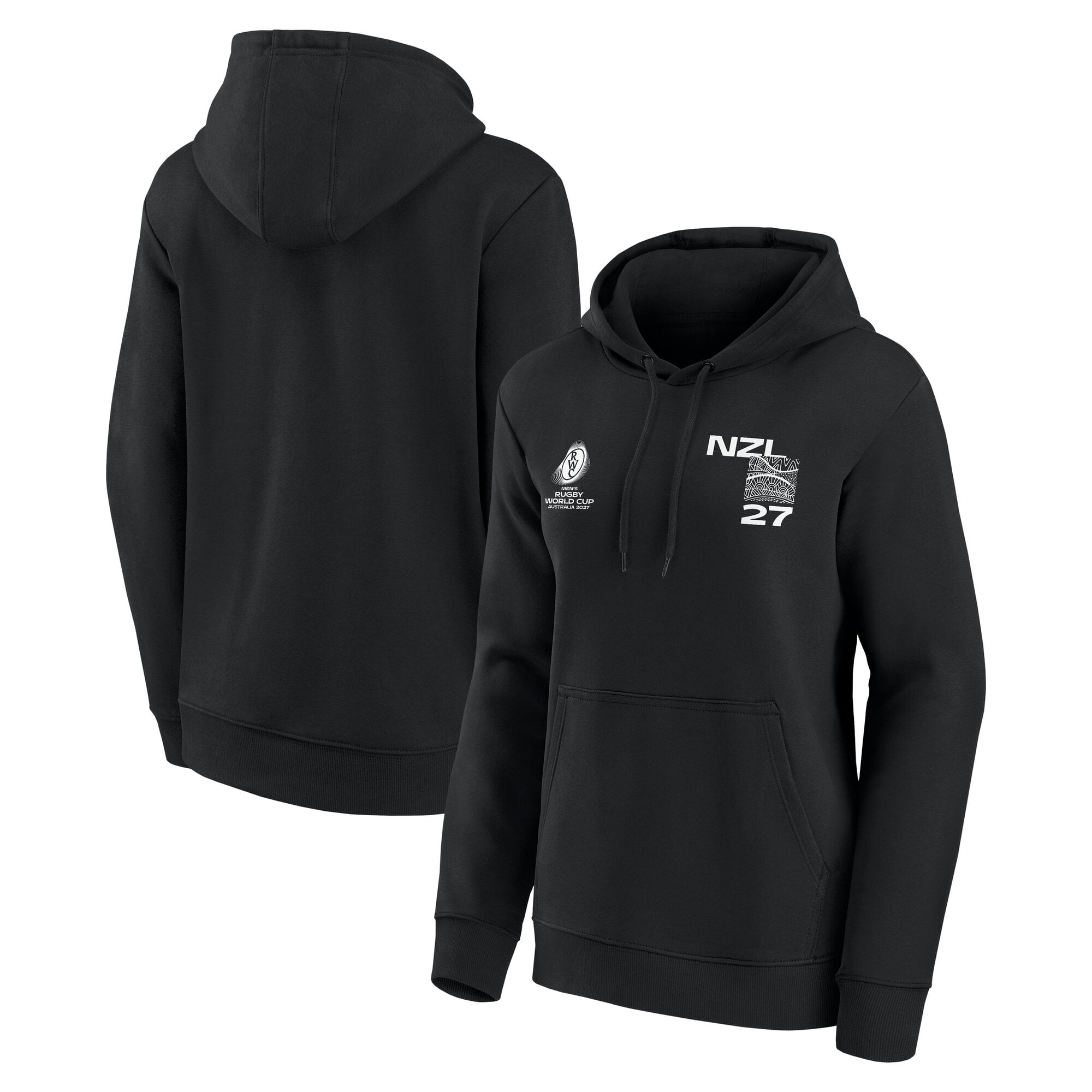 Neuseeland Rugby Fan-Hoodie mit Grafik – Schwarz – Damen