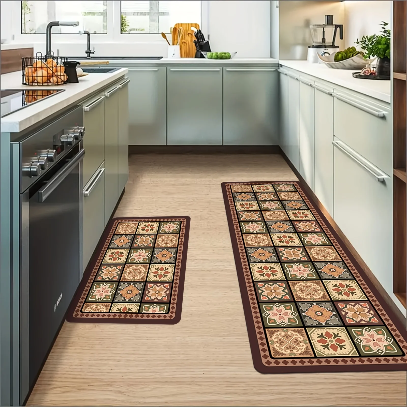 Square Long Kitchen Floor Mat, Diatom Mud Water Absorbent Rug with Rubber Backing, Non-Slip Design for Kitchen, Toilet and Entrance