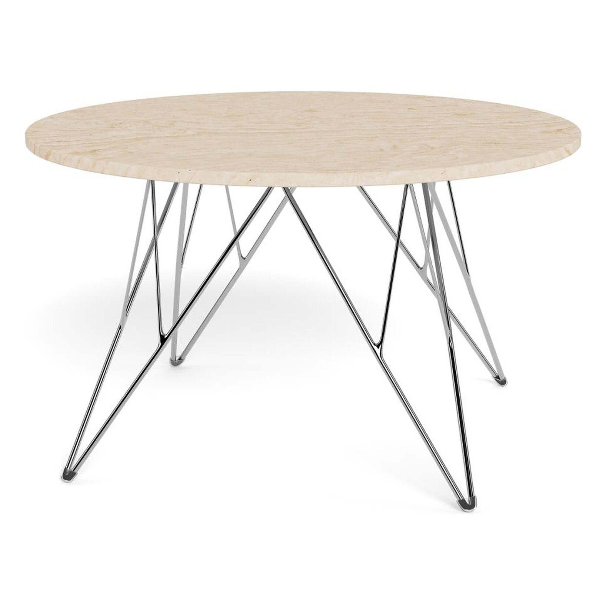 Actona »Prunus« Couchtisch rund Travertin beige, Gestell Chrom Ø 80x46,4 cm / Travertin beige