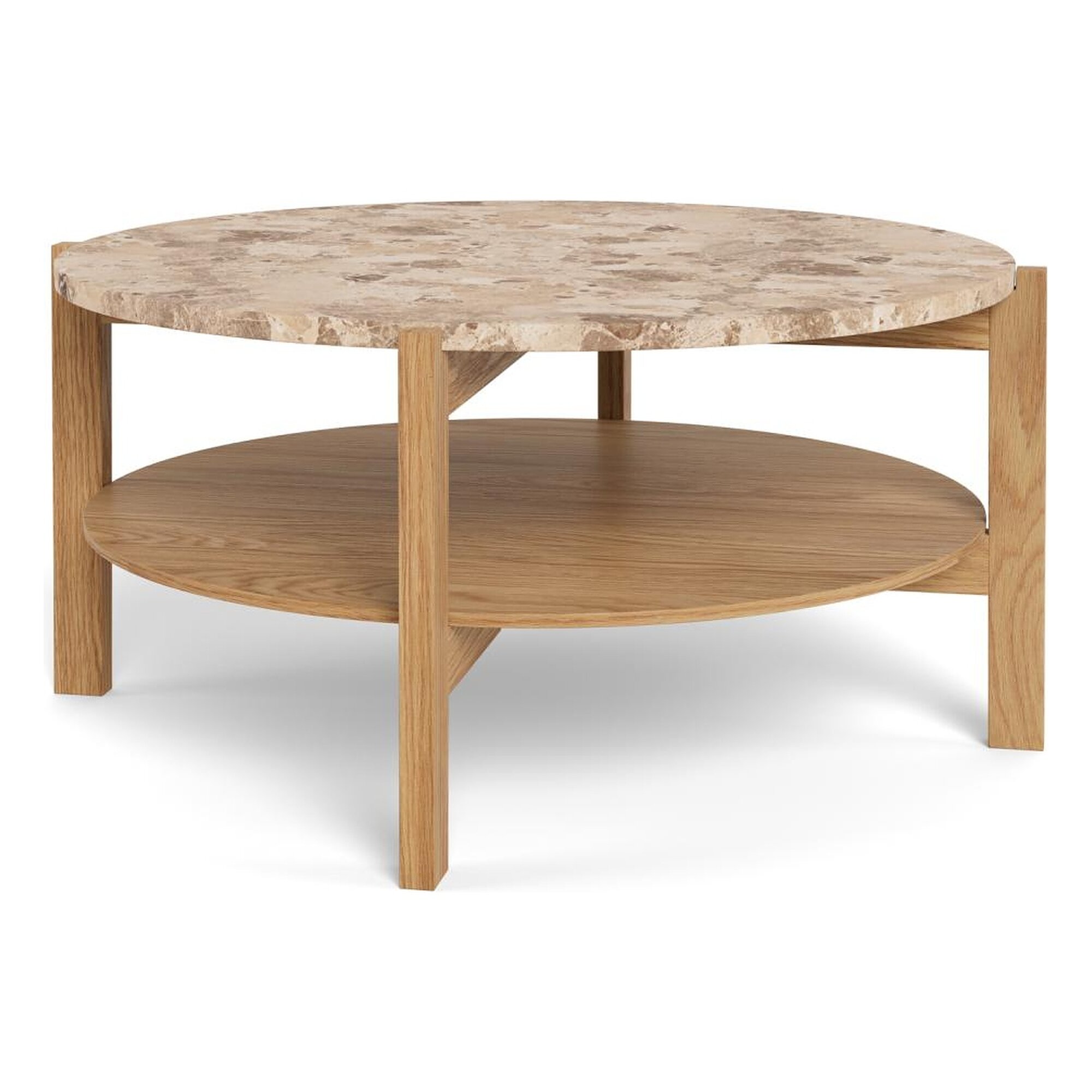 Actona »Dorsett« Couchtisch rund Marmor Latte, Gestell Eiche