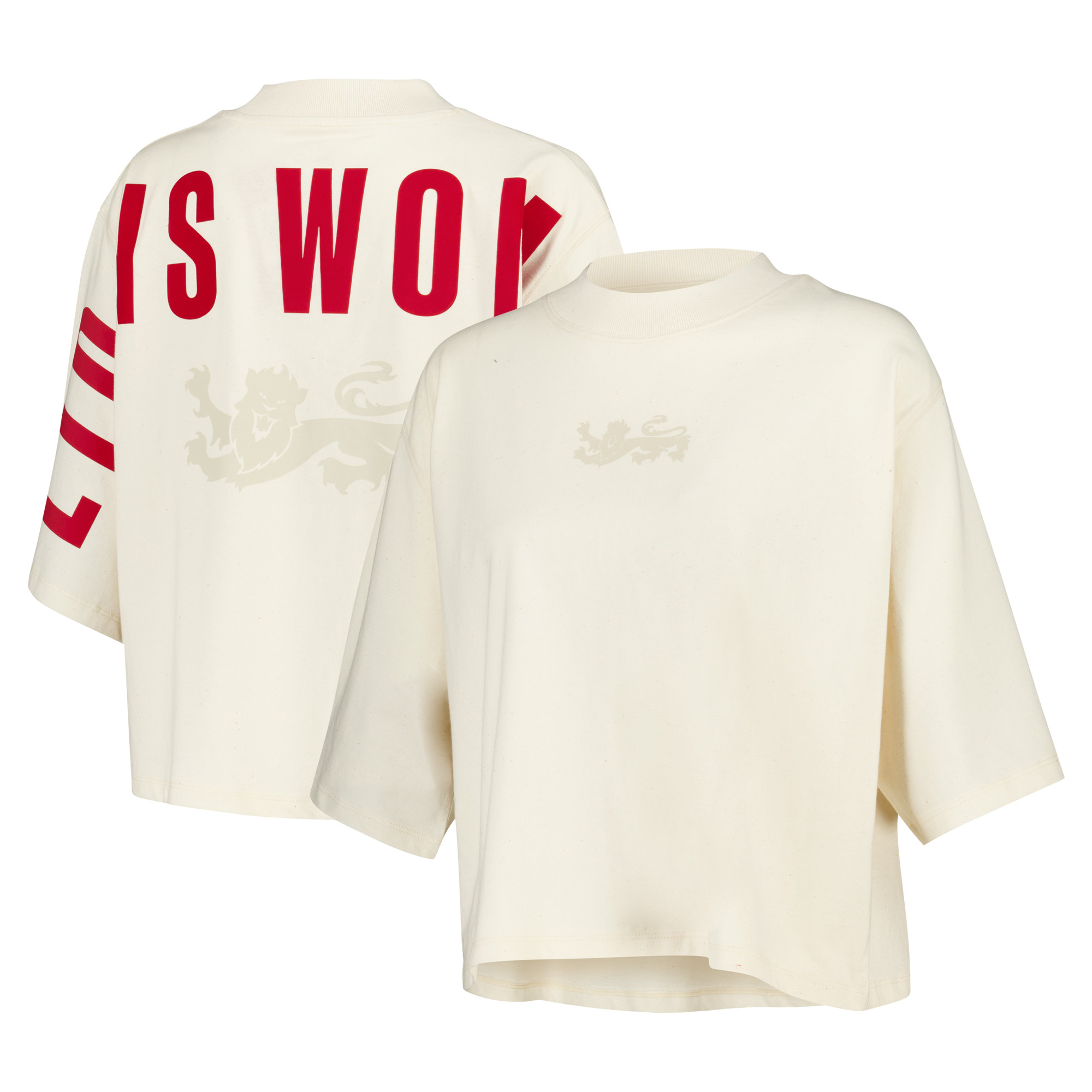 British & Irish Lions Rugby Grafik Oversized Cropped T-Shirt - Creme - Damen