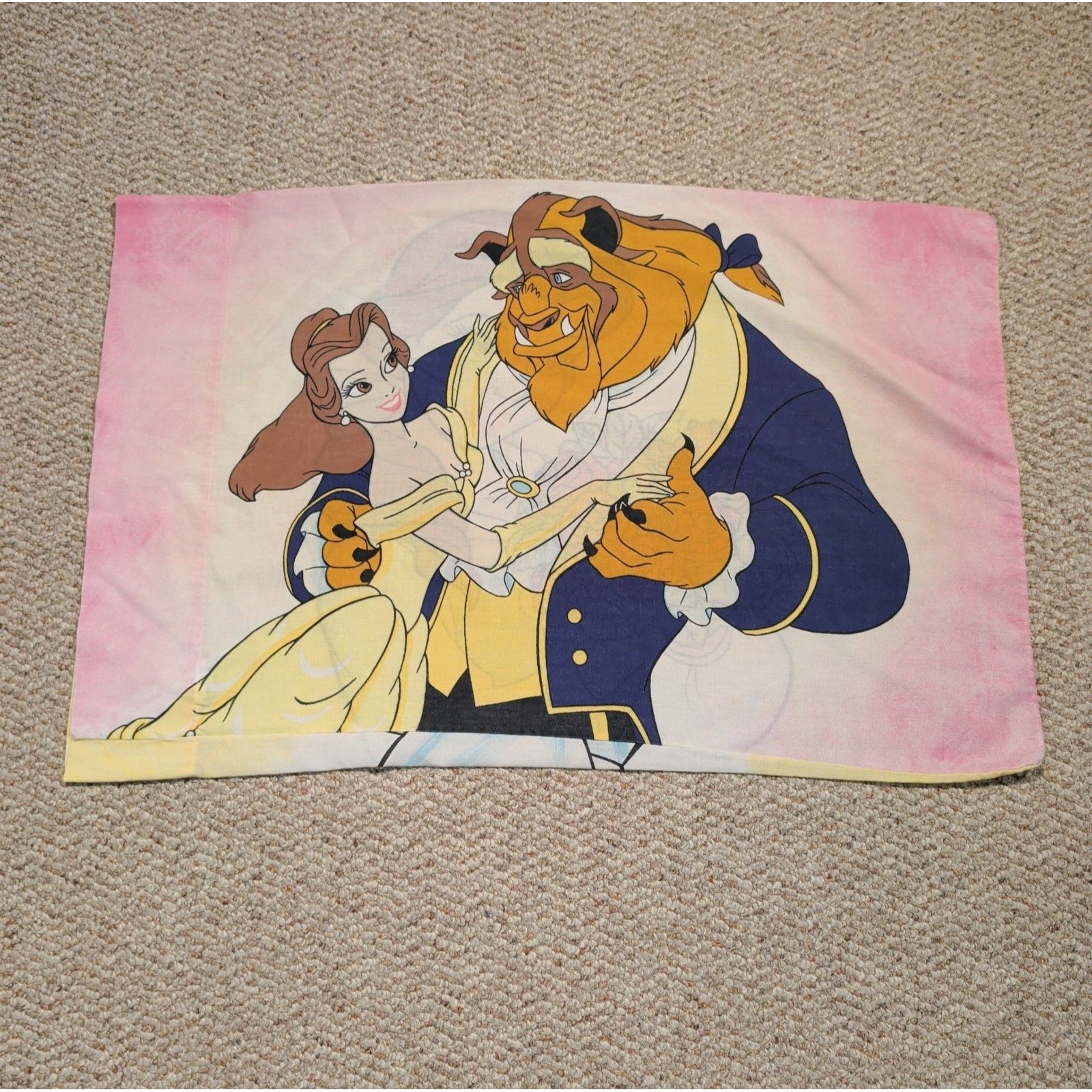 Disney Bedding | Vintage Disney Beauty And The Beast Belle Beast Pillowcase Pink Standard Bedding | Color: Pink/Tan | Size: Os
