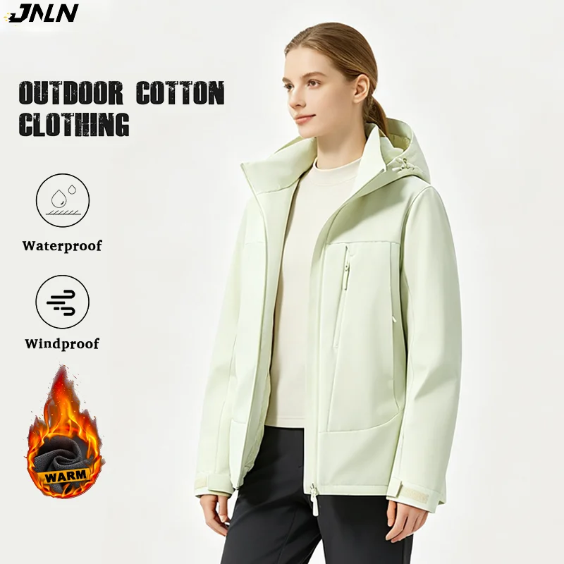 Combinaison de ski en coton imperméable pour femmes JNLN, combinaison de snowboard d'hiver coupe-vent et chaude, veste chaude pour randonnée, camping, ski et alpinisme