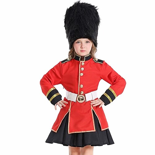 Noël Tenues Costume Soldat Casse-Noisette Garde royale britannique Soldat de plomb Déguisement Cosplay pour Fille Enfant Noël Nouvel An Soirée Performance Réunion de famille Costume