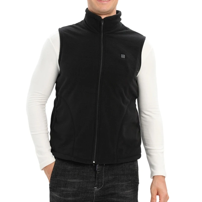 Gilet chauffant unisexe, 3 réglages de température, doux pour la peau, en polaire, idéal pour le ski, la course et les sports de plein air.