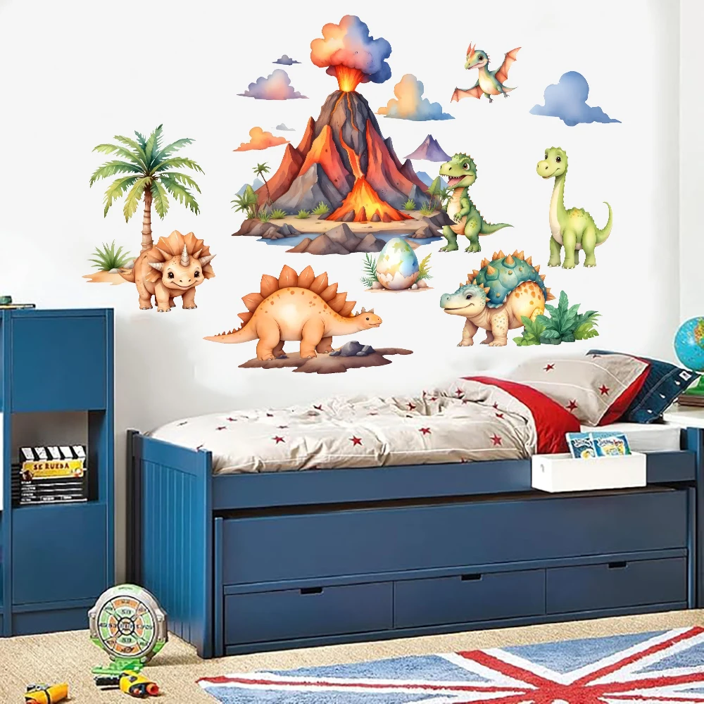 Cartoon Dschungel Dinosaurier Wandaufkleber T-Rex Jurassic Thema Wandtattoos für Kinderzimmer Babyzimmer Kinderzimmer Heim Wanddekoration