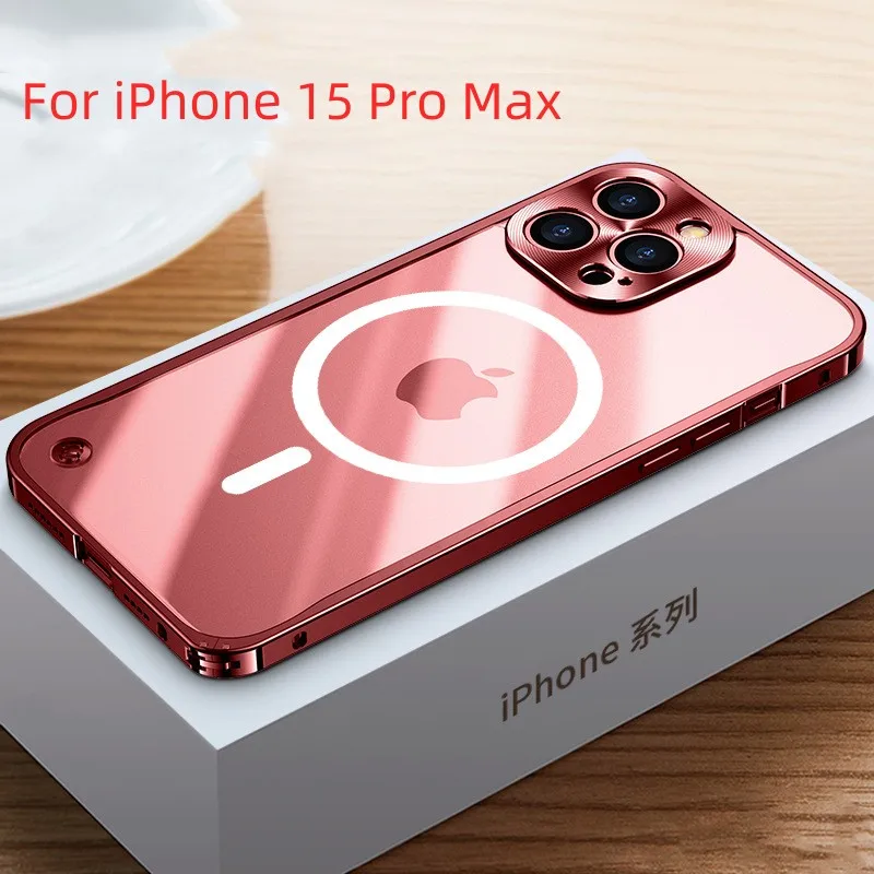 Magnetische Aluminium Rahmen Telefon Shell Für iPhone 17Pro 16 15Pro 11 12 13Pro Max Metall Telefon Fall Für IPhone 12 14 15 Pro Max Abdeckung