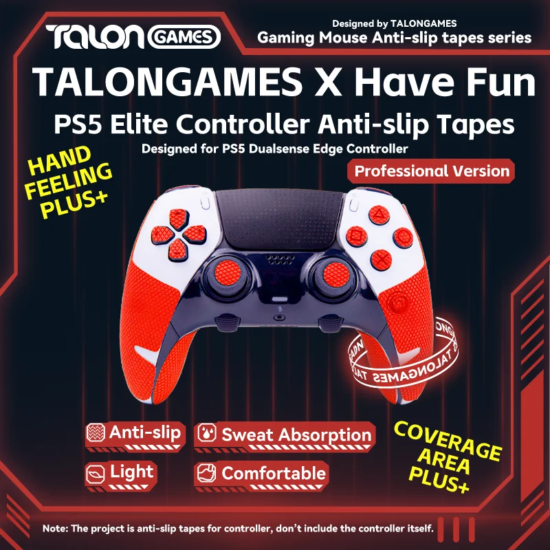 TALONGAMES Gaming Handle Anti Slip Sticker For Playstation 5 DualSense Edge Controller All Inclusive Absorbing Sweat Anti Slip