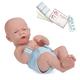JC Toys 18504 La Newborn First Yawn 15-inch Real Boy Vinyl Doll, Blue
