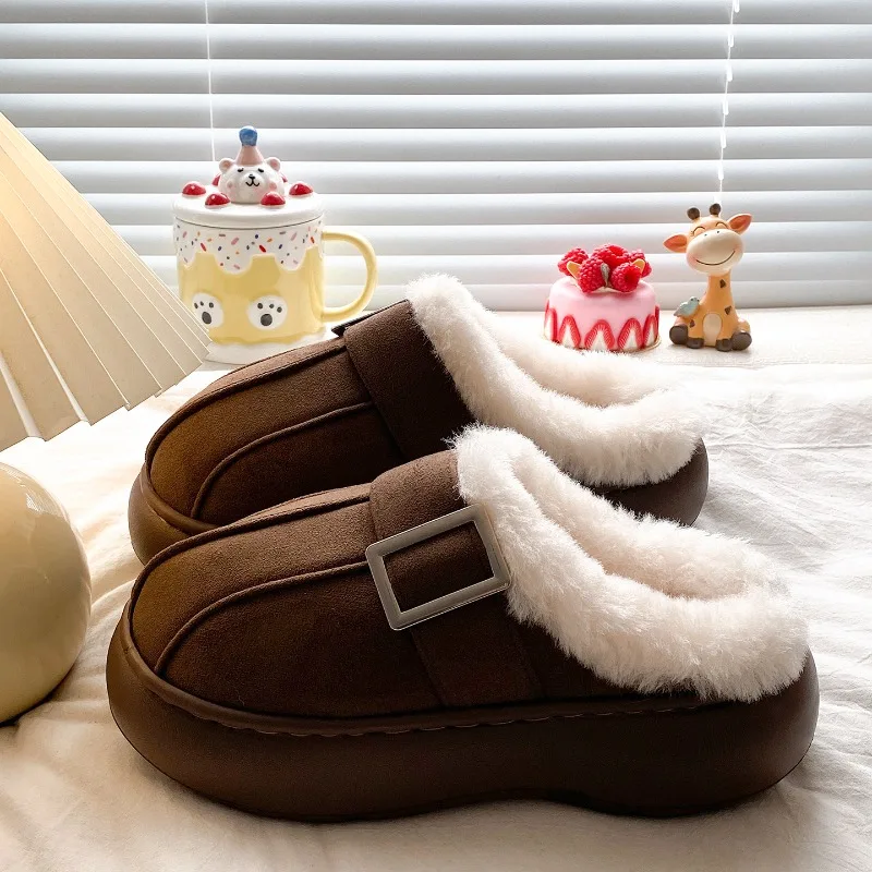 Lässige Damen-Hausschuhe, Winter-Plüsch, Luxus-Designer-Damenschuhe, flauschige Plateau-Pantoffeln mit Fell, elegante flache Schuhe, warm