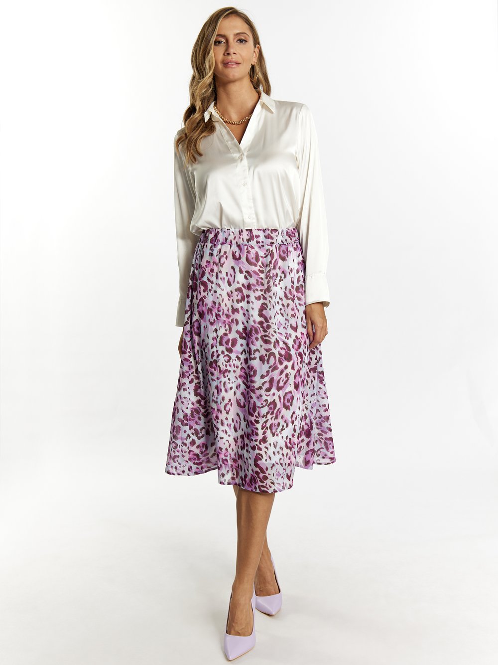 Faina Rock mit Leoprint Damen flieder, M