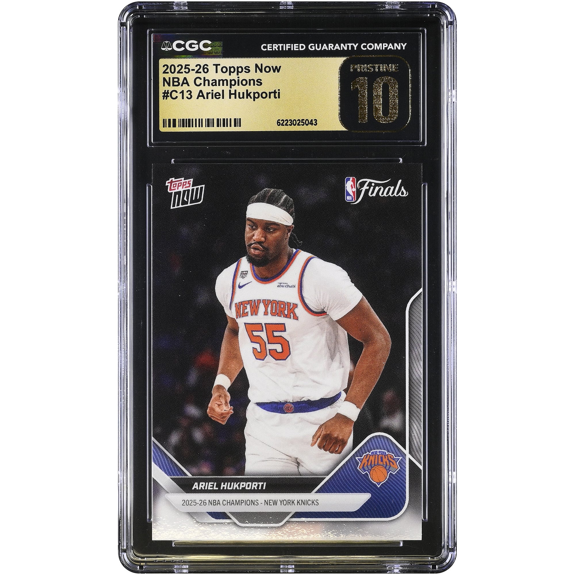 Carte Ariel Hukporti New York Knicks 2025-26 Topps Now Champions NBA #C13 Authentifiée CGC PRISTINE 10 - No Gender Taille: No Size