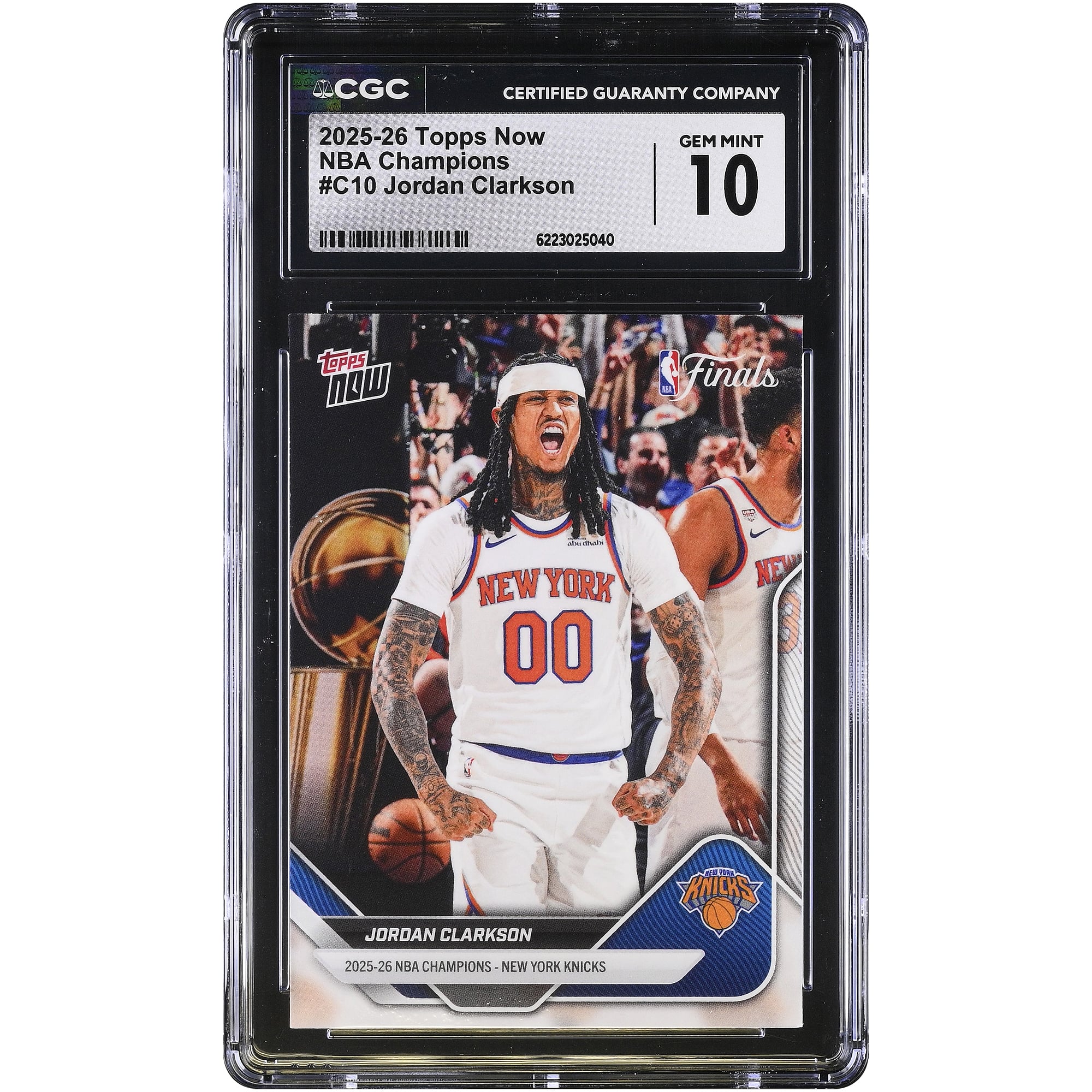 Carte Jordan Clarkson New York Knicks 2025-26 Topps Now Champions NBA #C10 authentifiée CGC GEM MINT 10 - No Gender Taille: No Size