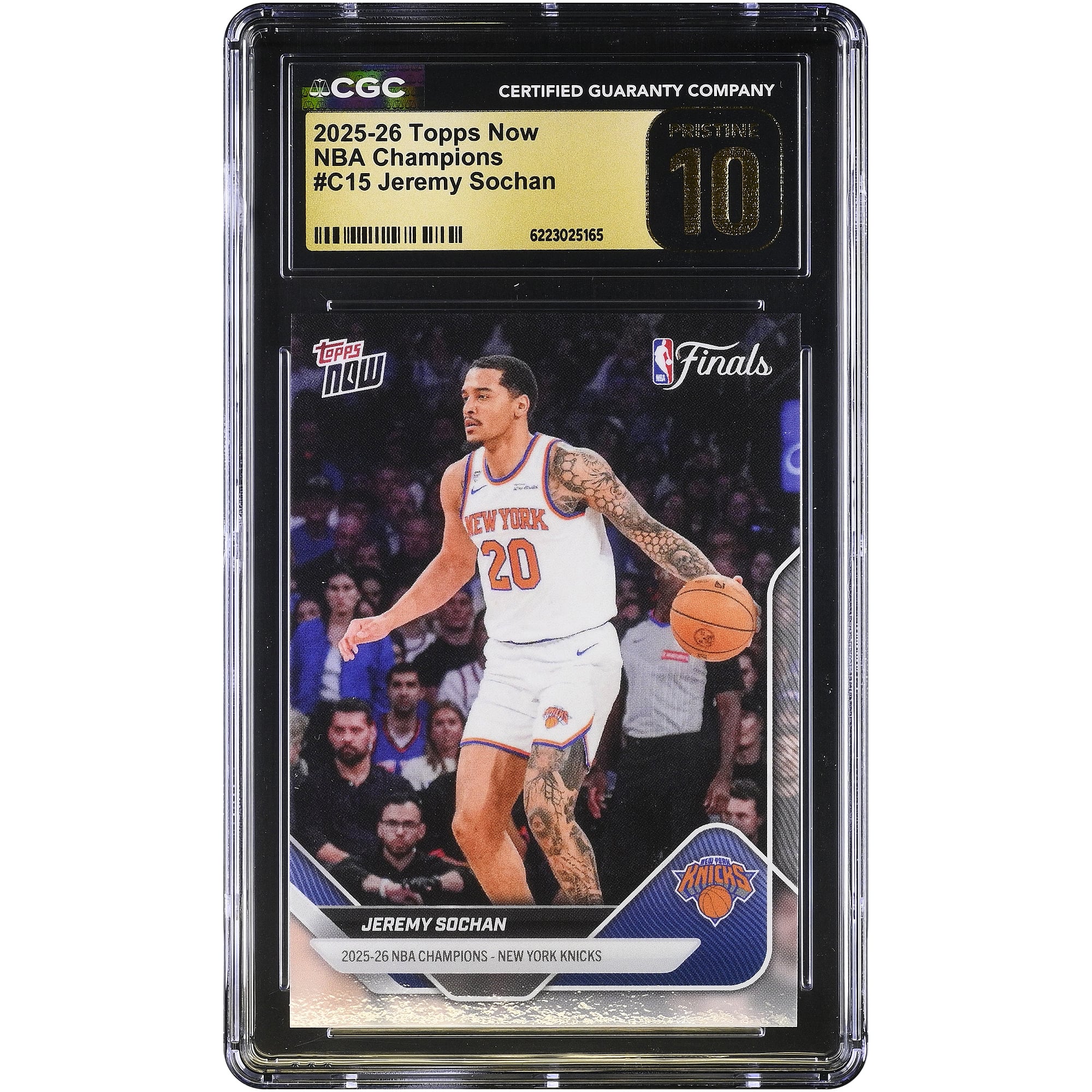 Carte Jeremy Sochan New York Knicks 2025-26 Topps Now Champions NBA #C15 authentifiée CGC, état PRISTINE 10 - No Gender Taille: No Size