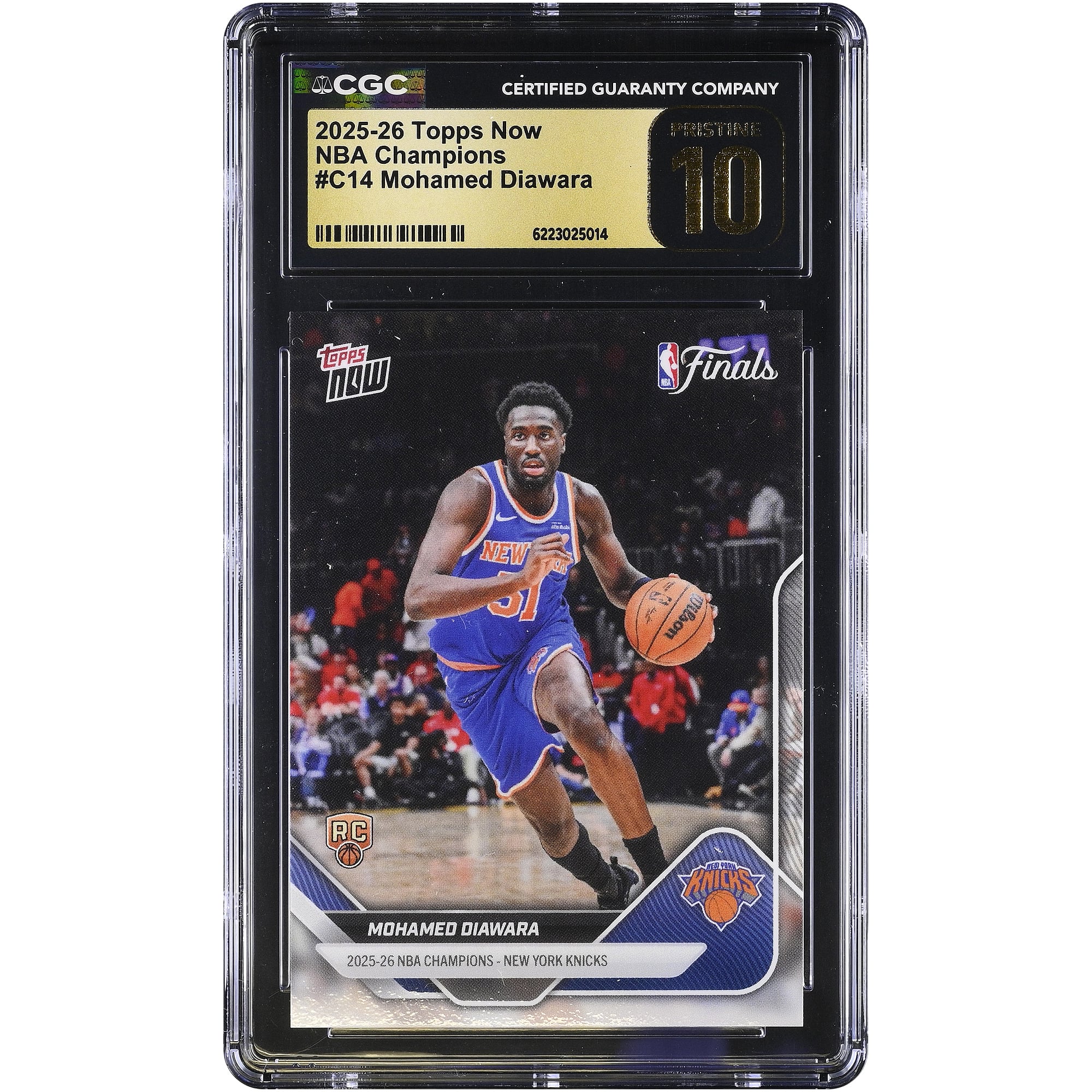 Carte de recrue Mohamed Diawara New York Knicks 2025-26 Topps Now Champions NBA #C14 authentifiée CGC PRISTINE 10 - No Gender Taille: No Size
