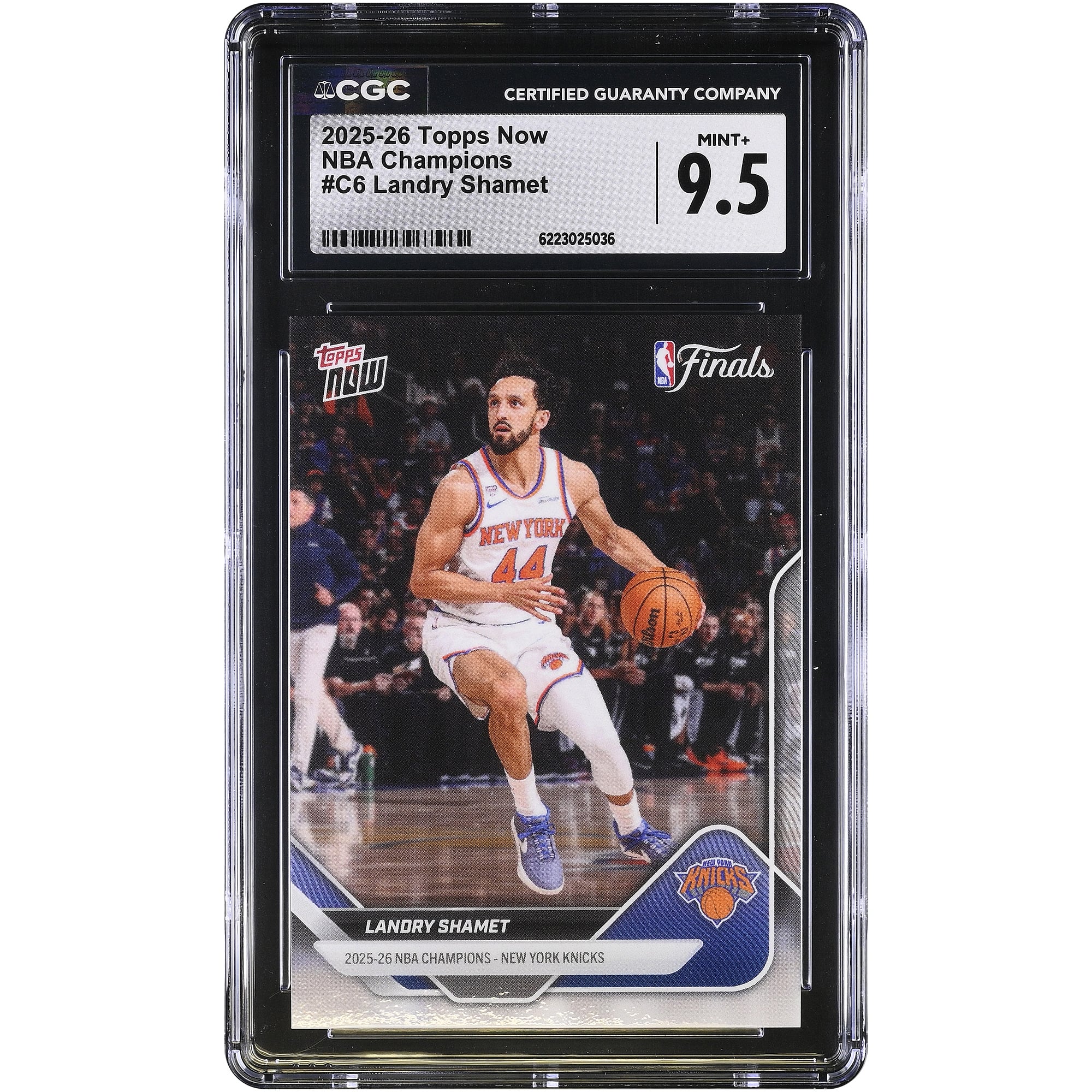 Landry Shamet, New York Knicks, 2025-26 Topps Now 25-26 NBA Champions #C6, CGC-authentifiziert, Zustand: MINT+ 9.5, Karte