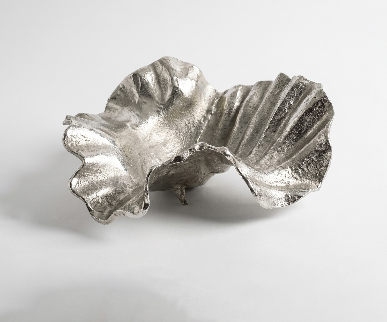 DELIFE Schale Almira B49 x T45 x H18 cm Aluminium Platin Handgemacht, Wohnaccessoires