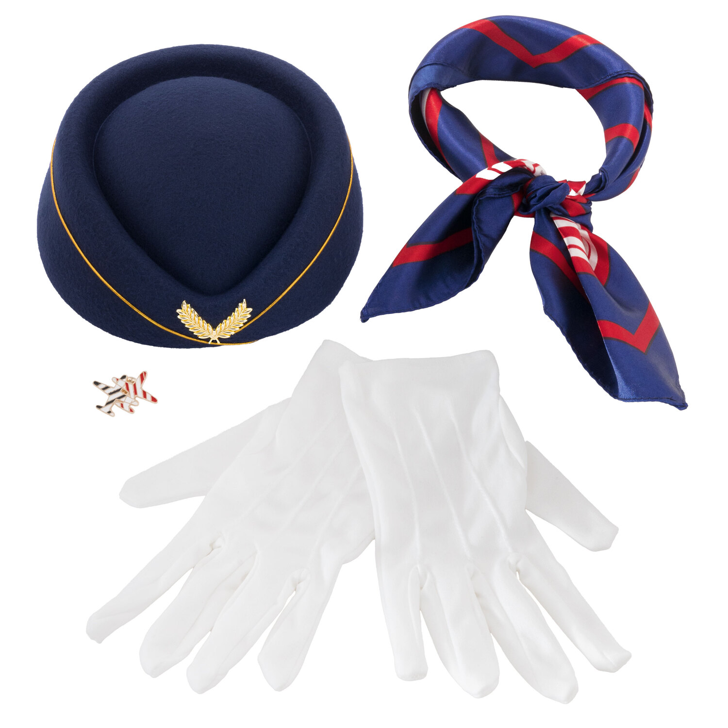 Kit "Hôtesse de l’air", 5 pièces, bleu/rouge