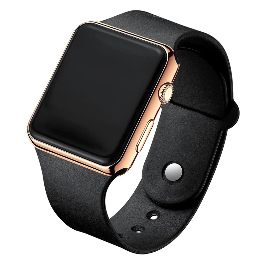 Simple Digital LED Watch For Men Women Sport Casual Silicone Wristband Watch rose