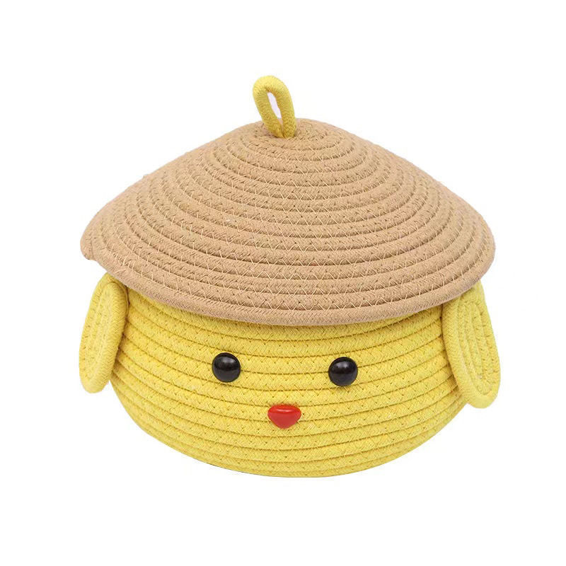 Yellow Chick Cotton Rope Storage Basket Cute Woven Desktop Organizer For Kids Room And Nursery Yellow Chick Cotton Rope Storage Basket Cute Woven Desktop Organizer For Kids Room And Nursery