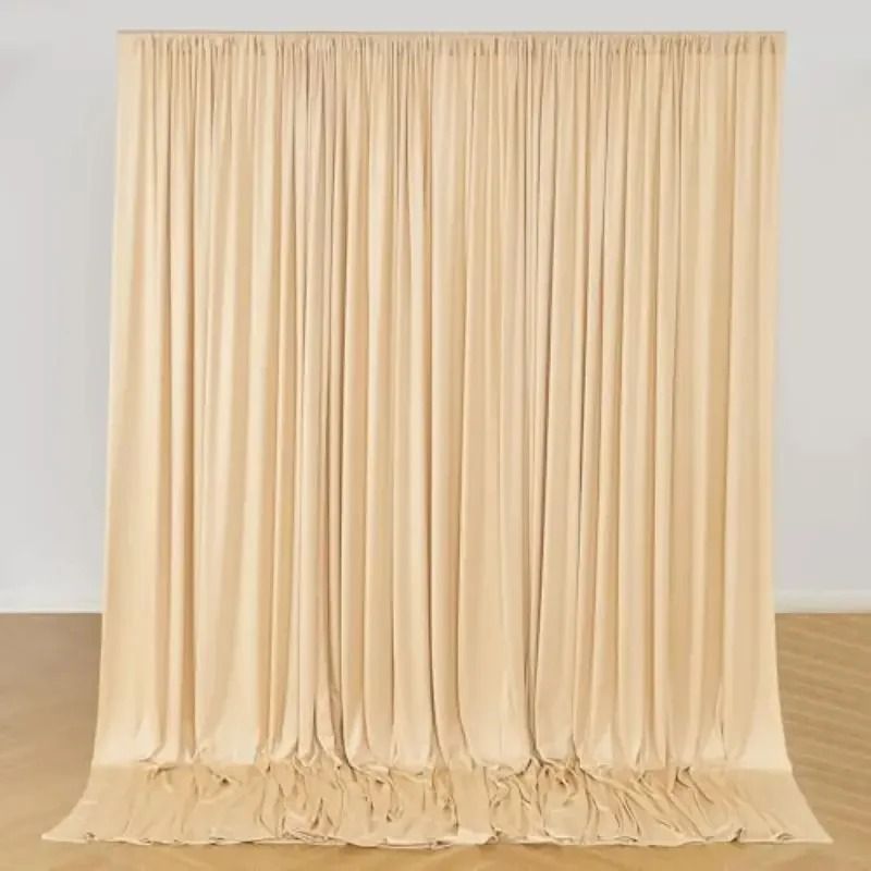 Wrinkle Free Silky Polyester Backdrop Curtains (Ceiling & Stage Drapes For Wedding & Photography Decor) champagne w150xh245cm