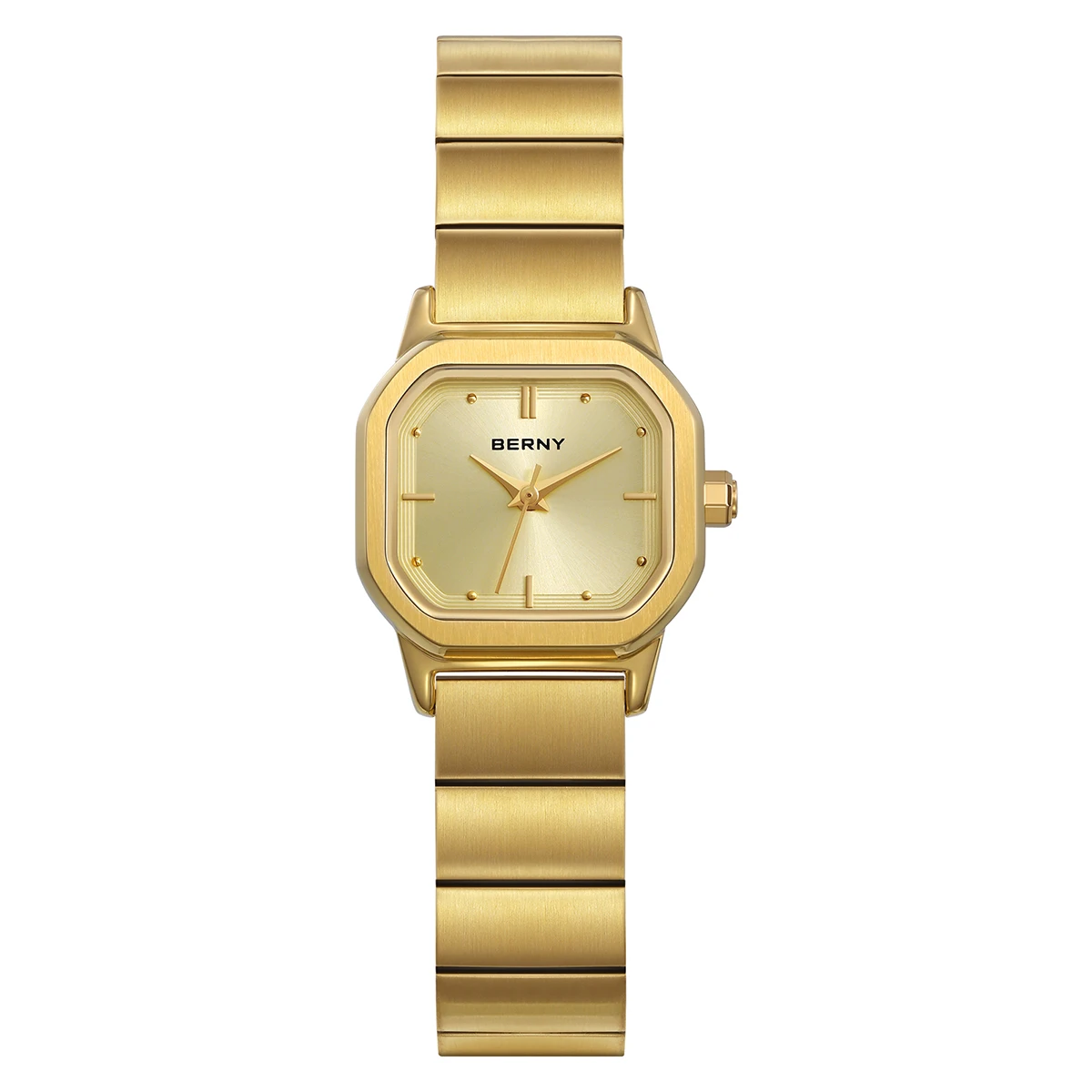 Elegant Gold Square Pink Dial Quartz Watch For Women Stainless Steel Waterproof Wristwatch a