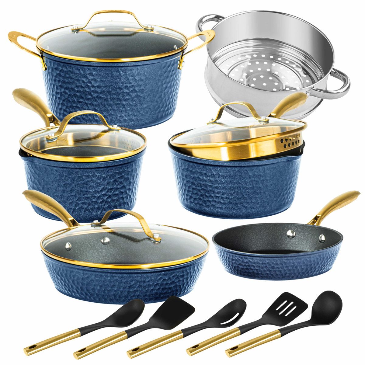 15 Piece Ceramic Nonstick Cookware Set With Utensils Induction Ready Pots And Pans 15 Piece Ceramic Nonstick Cookware Set With Utensils Induction Ready Pots And Pans