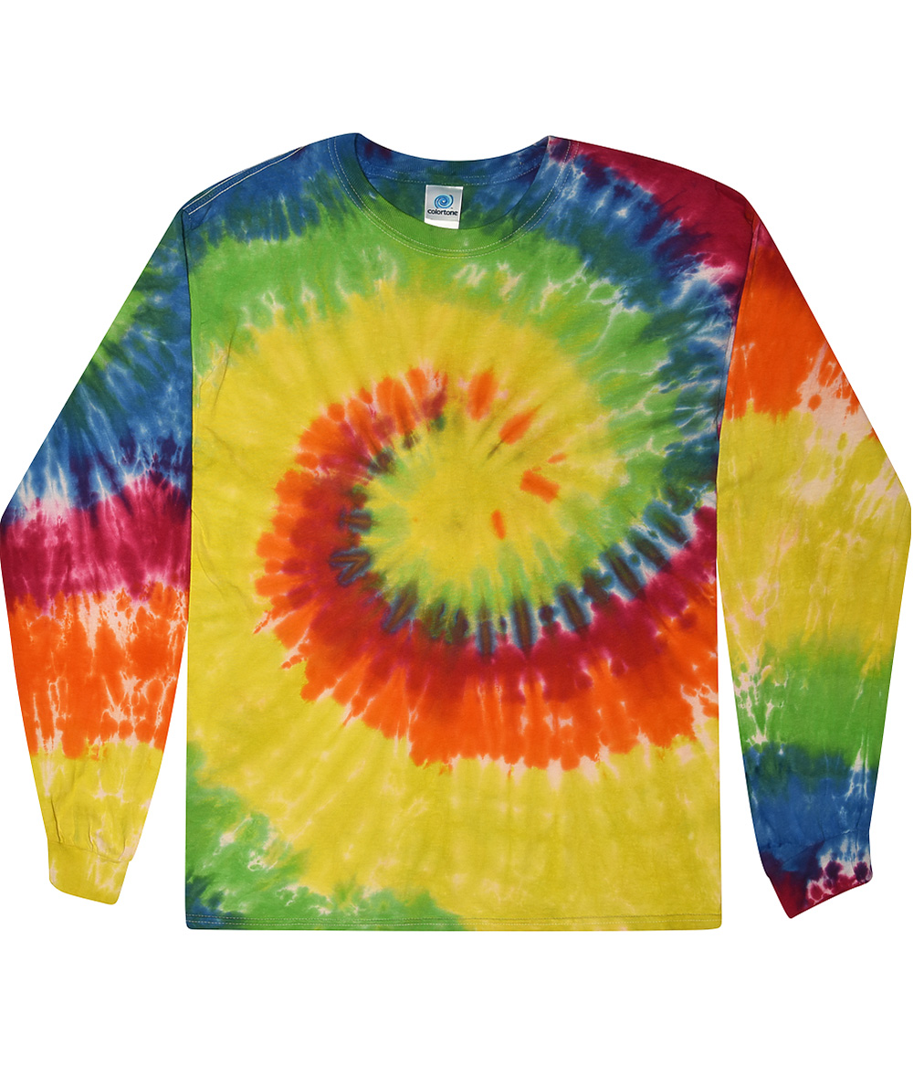 Colortone S2004Y Youth Long Sleeve Rainbow T-Shirt in Moondance size Medium | Cotton - Colortone