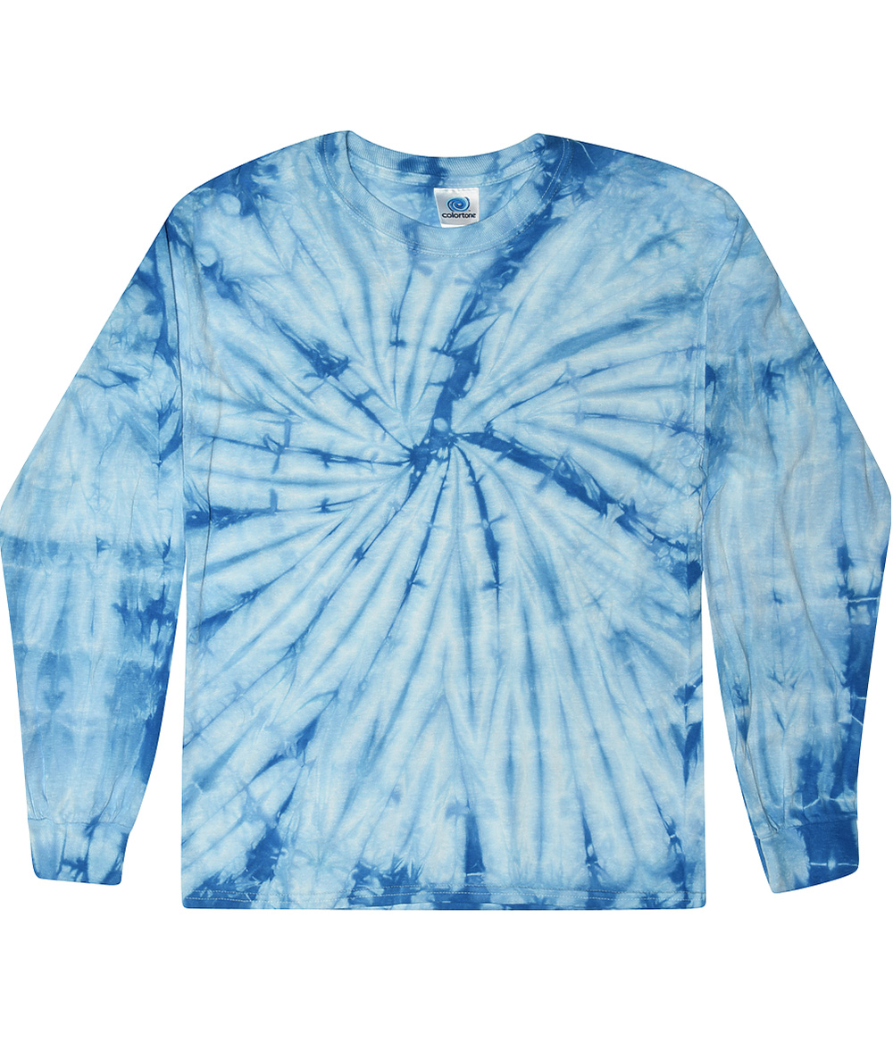 Colortone S2000Y Youth Long Sleeve Spider T-Shirt in Baby Blue size Medium | Cotton - Colortone