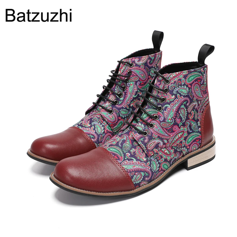 Batzuzhi klassische Leder-Stiefeletten für Herren, neues Design, Herrenschuhe, flache Schnürschuhe, modische Schuhe! Große Größen 38-46!
