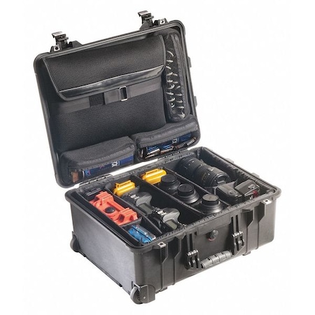 PELICAN 1560SC Black Rolling Case, 22.07"L x 17.92"W x 10.42"D