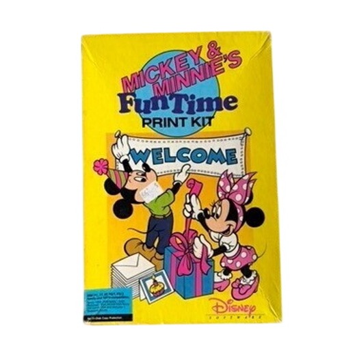 Disney Video Games & Consoles | Vintage Disney Mickey And Minnies Fun Time Print Kit Ibm Pc 3.5 Floppy Disks Box | Color: Yellow | Size: Os