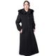 Womens Wool & Cashmere Faux Fur Trim Hooded Long Winter Coat (20, Black)