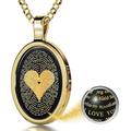 NanoStyle Love Necklace I Love You Pendant inscribed in 120 languages in Pure Gold on Onyx Romantic Anniversary Present for Wife 925 Sterling Silver Christmas Jewellery, 18" Chain