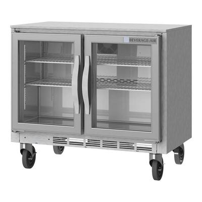 Beverage Air UCR34Y-25-LED 34" Undercounter Refrigerator with Glass Doors and LED Lighting - 5.5 Cu. Ft.