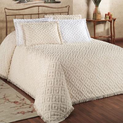 Diamond Chenille Bedspread, Twin, Ecru