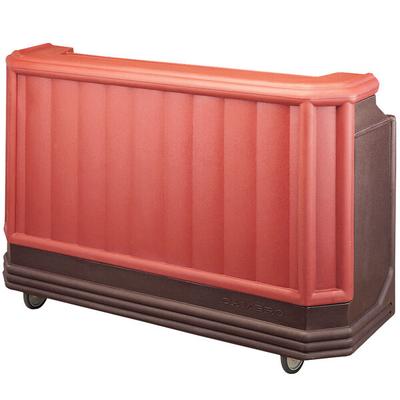 Cambro BAR730PMT189 Brown Mahogany Cambar® 73" Post-Mix Portable Bar with 7 Bottle Speed Rail, Cold Plate, Soda Gun, and Water Tank