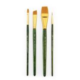 Royal & Langnickel - 4pc Green Zip N Close Gold Taklon Artist Paint Brush Set - Variety