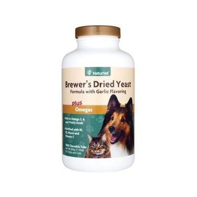 NaturVet Brewer's Dried Yeast with Omegas Chewable Tablets Skin & Coat Supplement for Cats & Dogs, 1000 count
