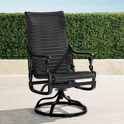 Set of 2 Carlisle Woven Swivel Rocker Dining Chairs in Onyx Aluminum - Slate Finish with Ash Wicker - Frontgate