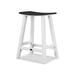 POLYWOOD® Contempo 24" Saddle Outdoor Counter Stool Plastic in White/Black | 24.75 H x 19 W x 14 D in | Wayfair 2011-FWHBL
